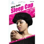 DREAM WORLD – Wide Satin Sleep Cap Black